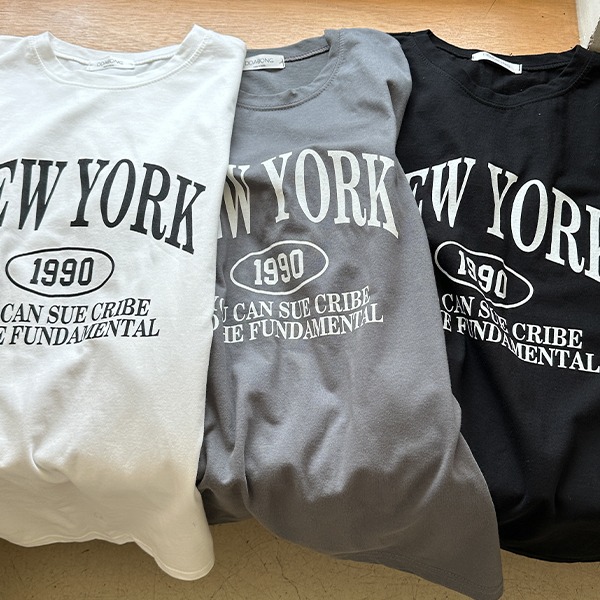 뉴욕 오버핏 반팔 티셔츠 - 3 Color (여름/썸머/반팔티/기본티/레터링티/루즈핏/박스티)