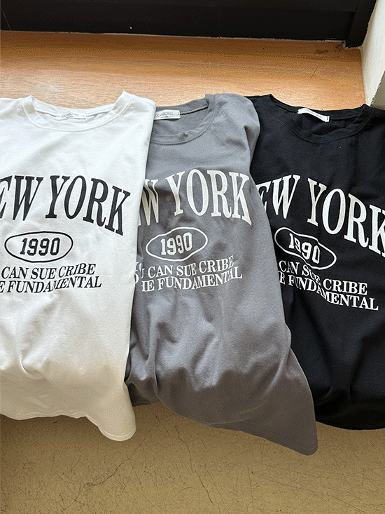 [10%할인] 뉴욕 오버핏 반팔 티셔츠 - 3 Color (여름/썸머/반팔티/기본티/레터링티/루즈핏/박스티)